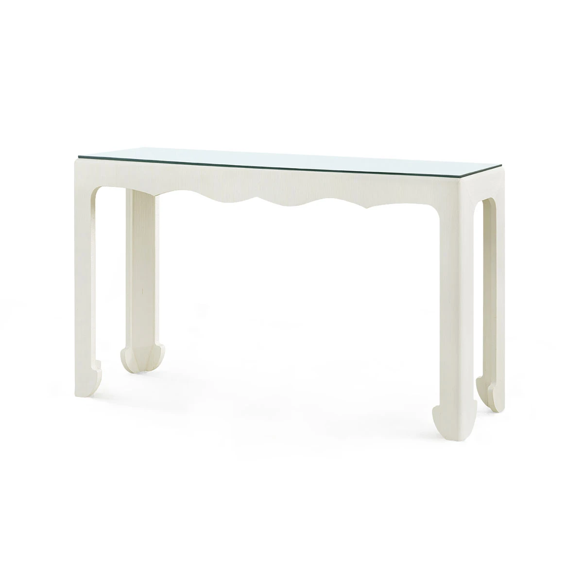 Gianna Console  with Glass Top, Sand White