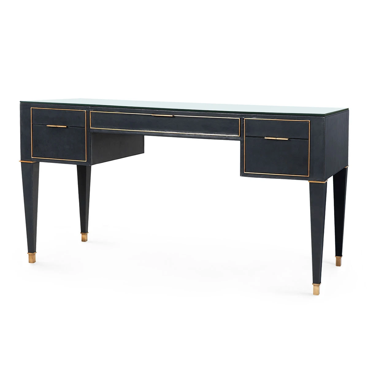 Hunter Desk  with Glass Top, Black
