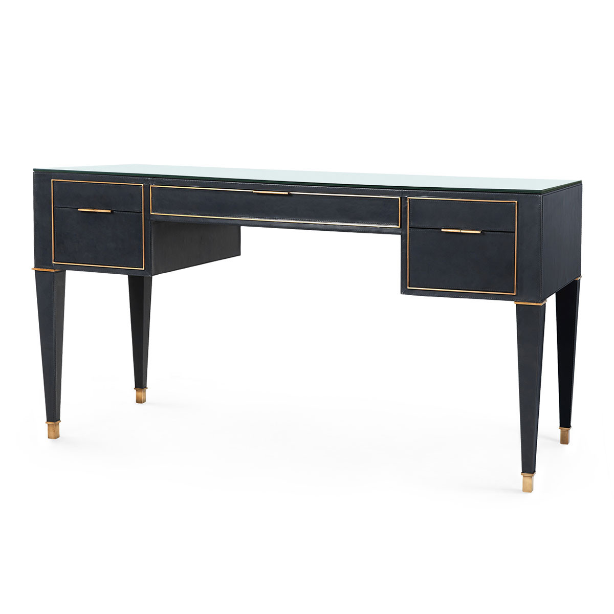 Hunter Desk  with Glass Top, Black