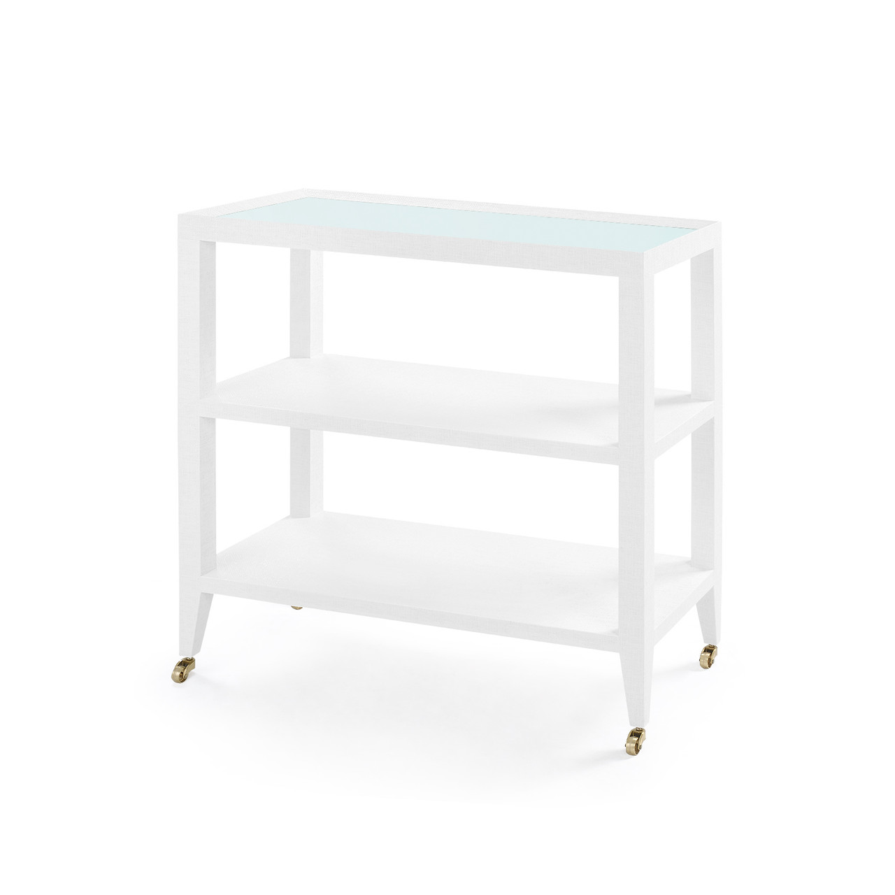 Isadora Console Table with Glass Top, Chiffon White