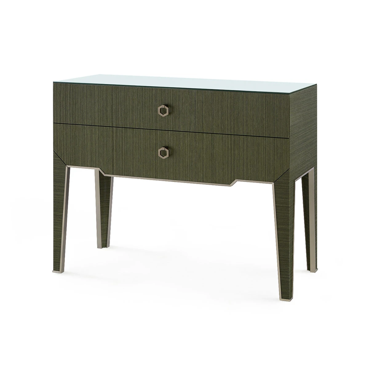 Madeline Console with Glass Top, Deep Olive