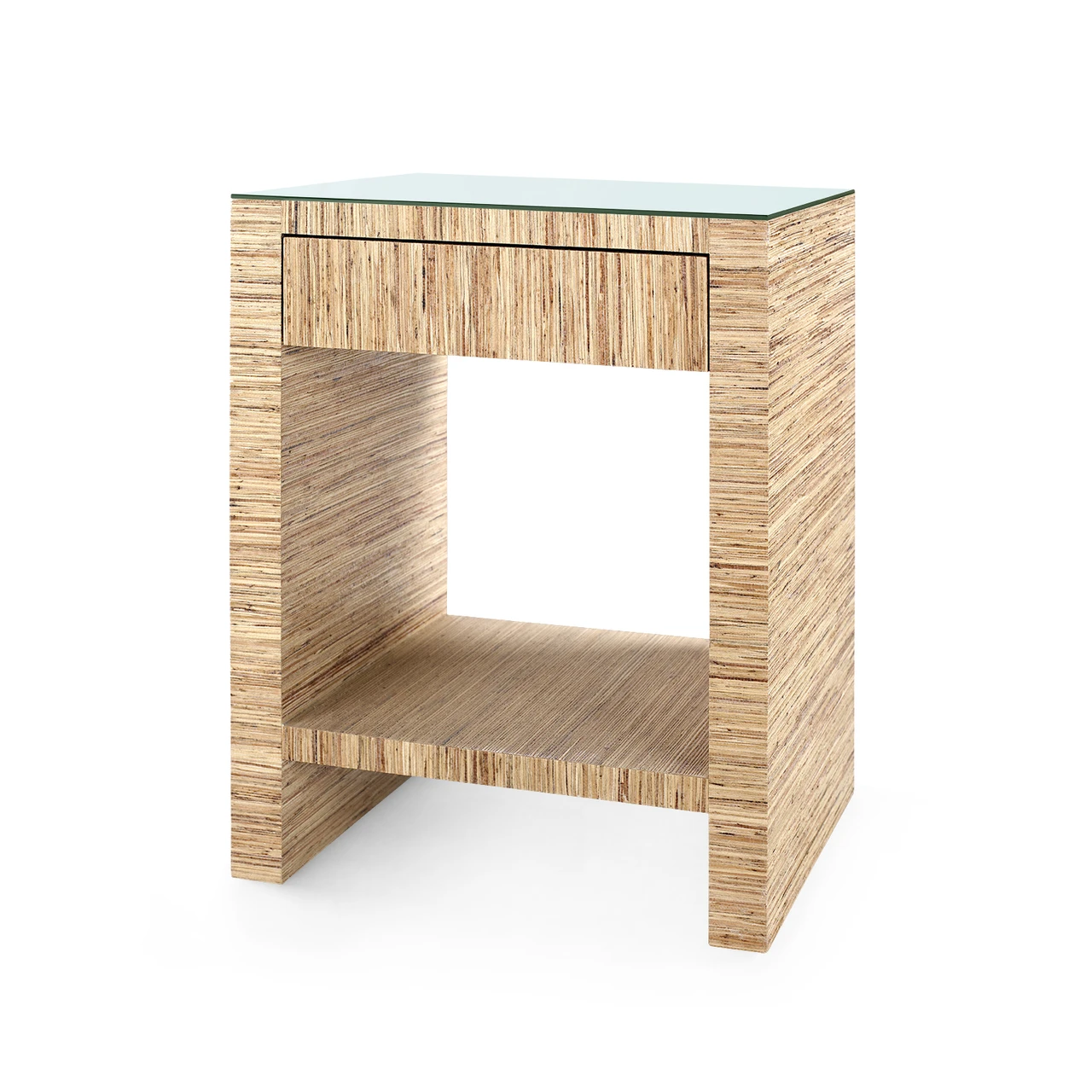 Morgan 1-Drawer Side Table with Glass Top, Papyrus