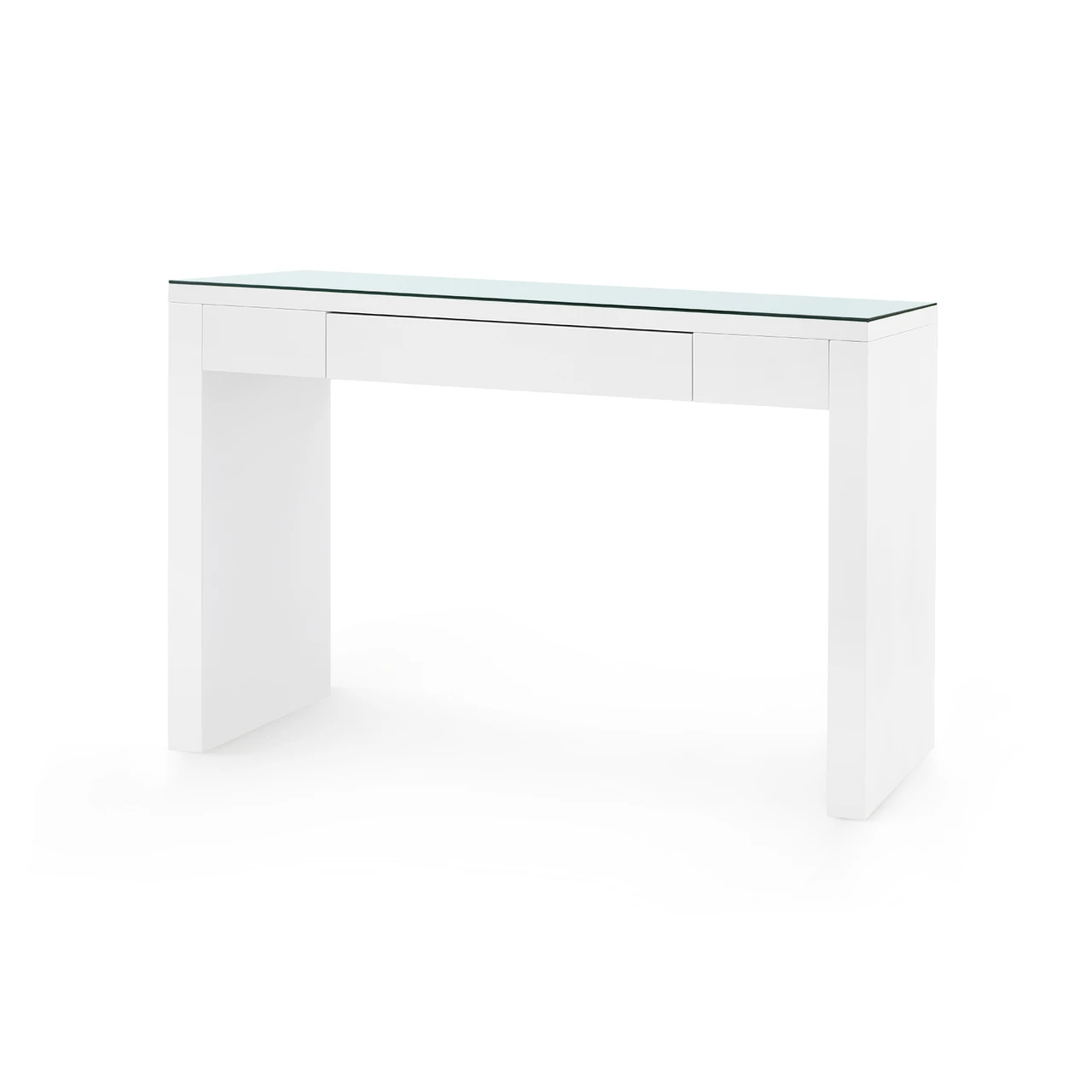 Morgan Console Table with Glass Top, Chiffon White