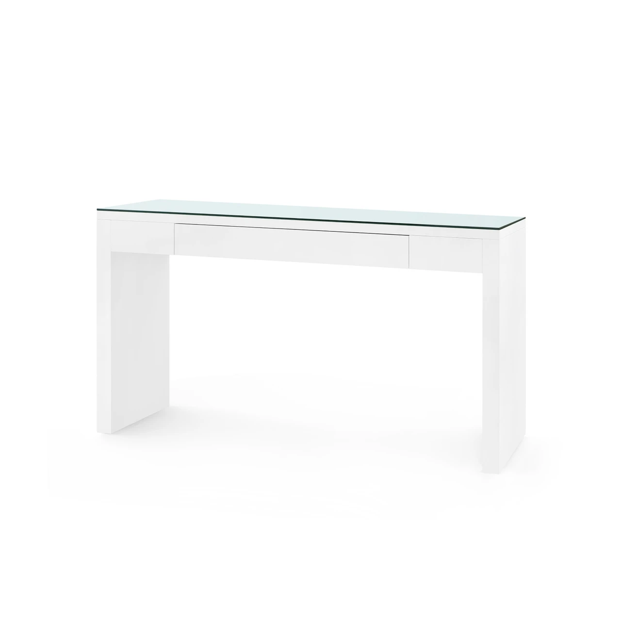 Morgan Large Console Table with Glass Top, Chiffon White