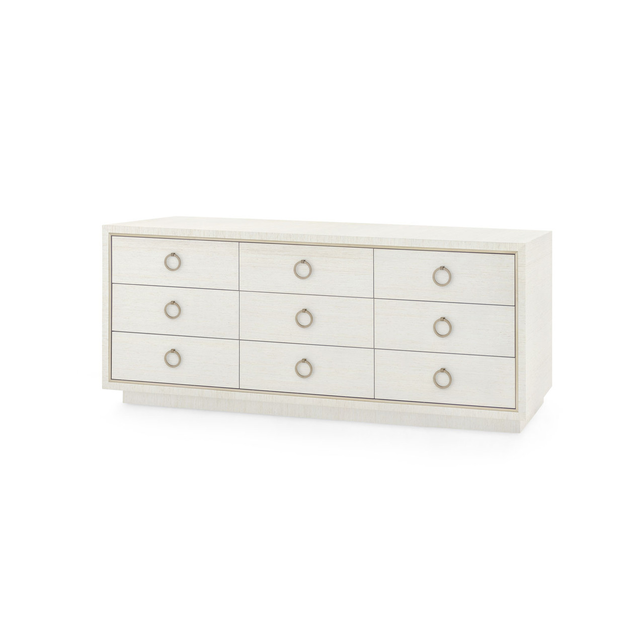 Parker Extra Large 9-Drawer with Glass Top, Silver Shimmer