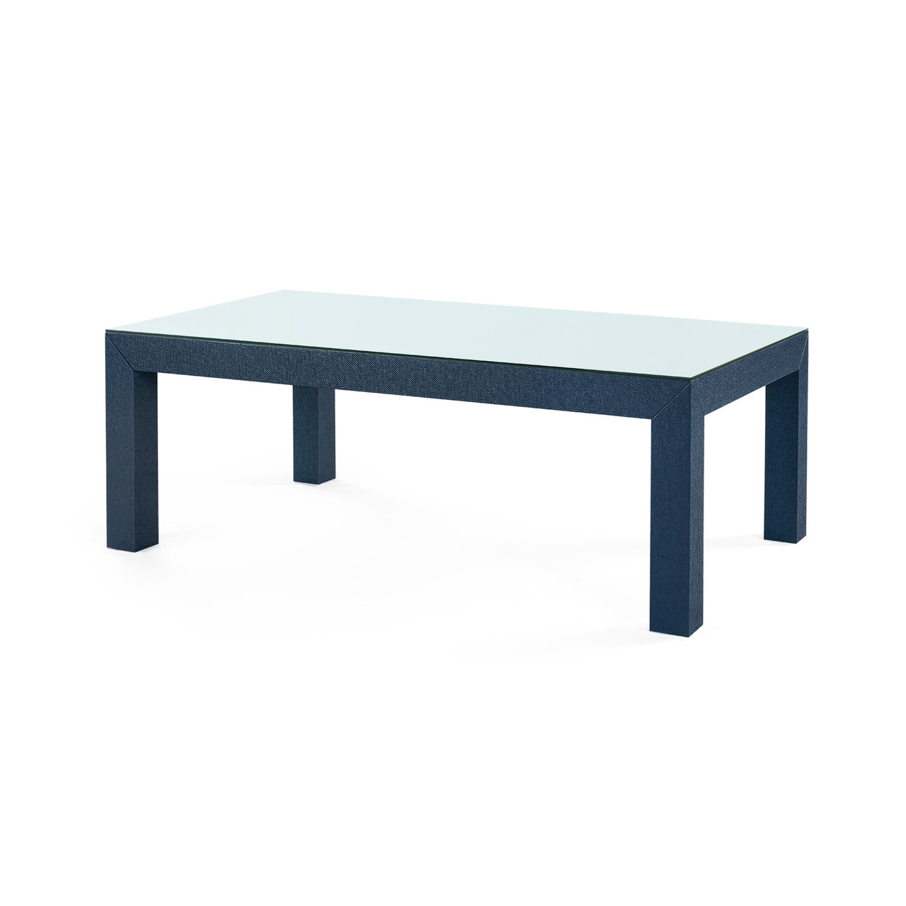 Parsons Coffee Table with Glass Top, Deep Navy