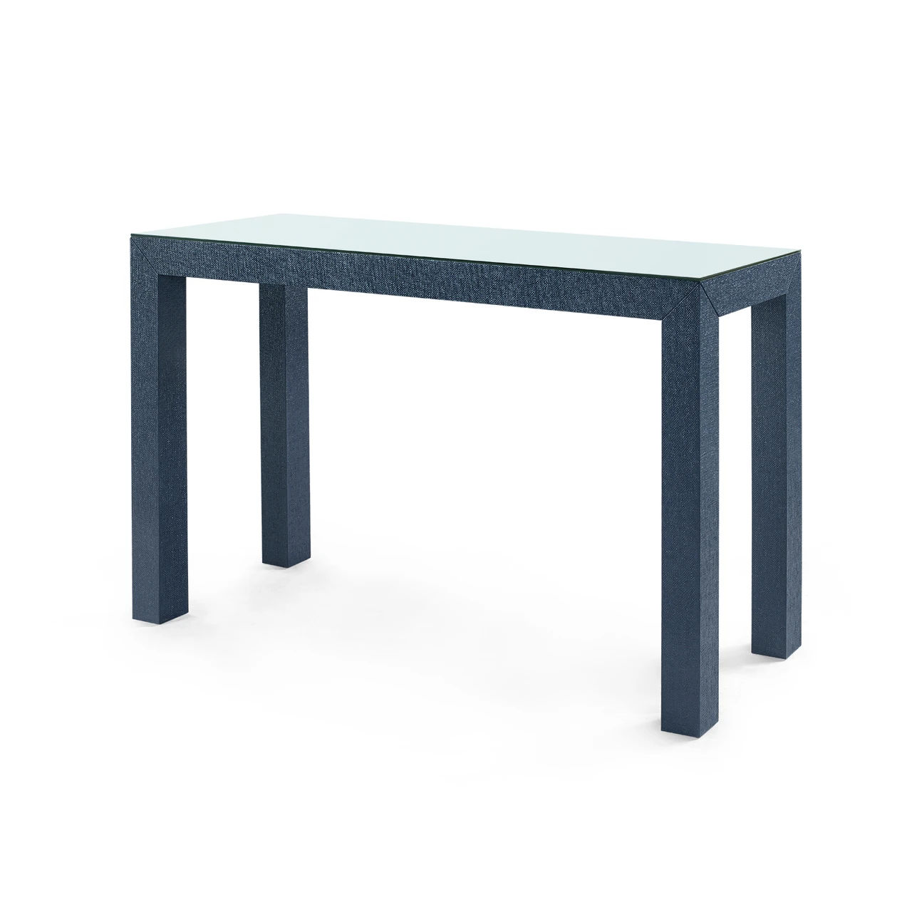 Parsons Console Table with Glass Top, Deep Navy