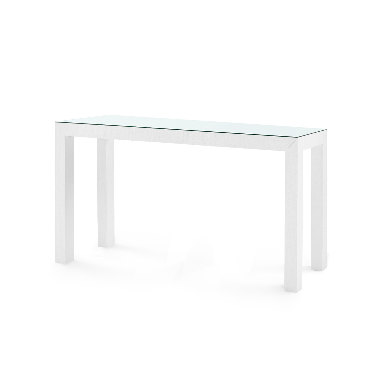 Parsons Large Console with Glass Top, Chiffon White
