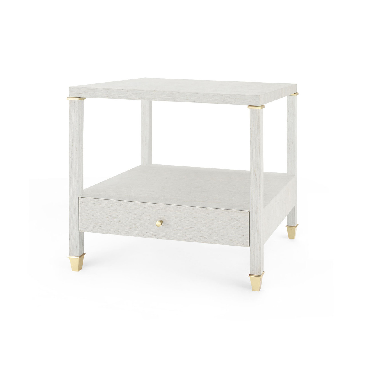 Pascal 1-Drawer Side Table with Glass Top, Silver Shimmer