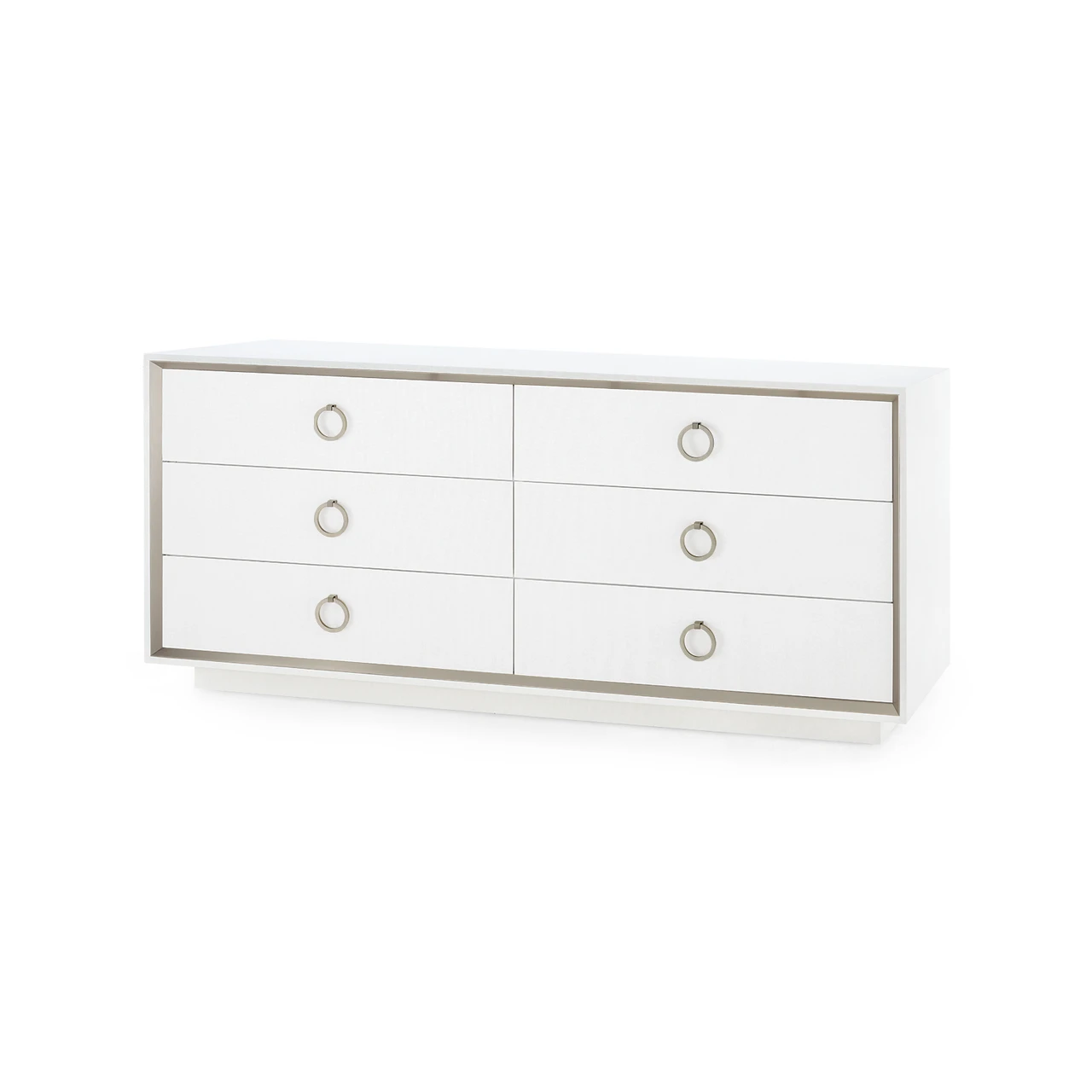 Ansel Extra Large 6-Drawer with Glass Top, Chiffon White