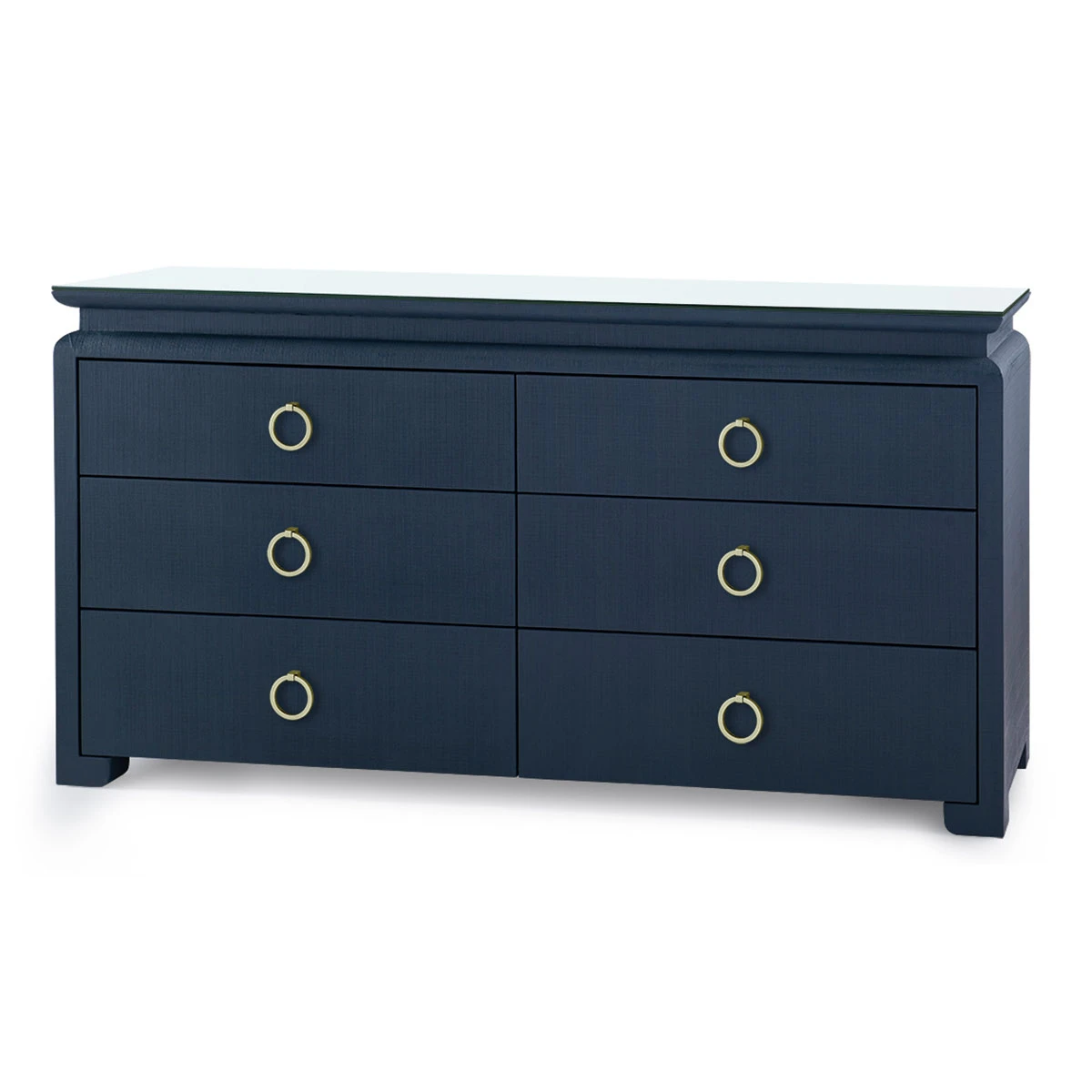 Elina Extra Large 6-Drawer with Glass Top, Storm Blue