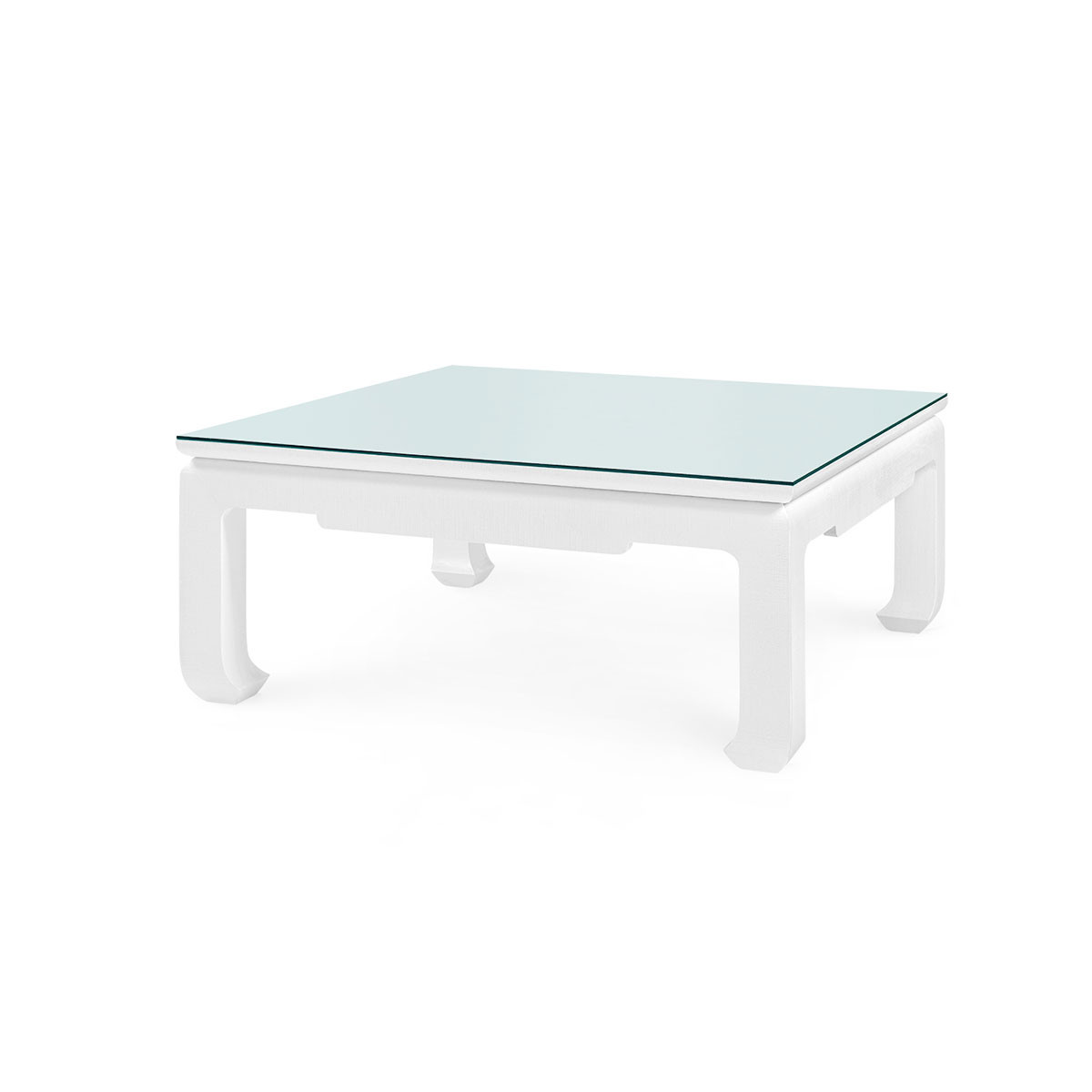 Bethany Large Square Coffee Table with Glass Top, Vanilla