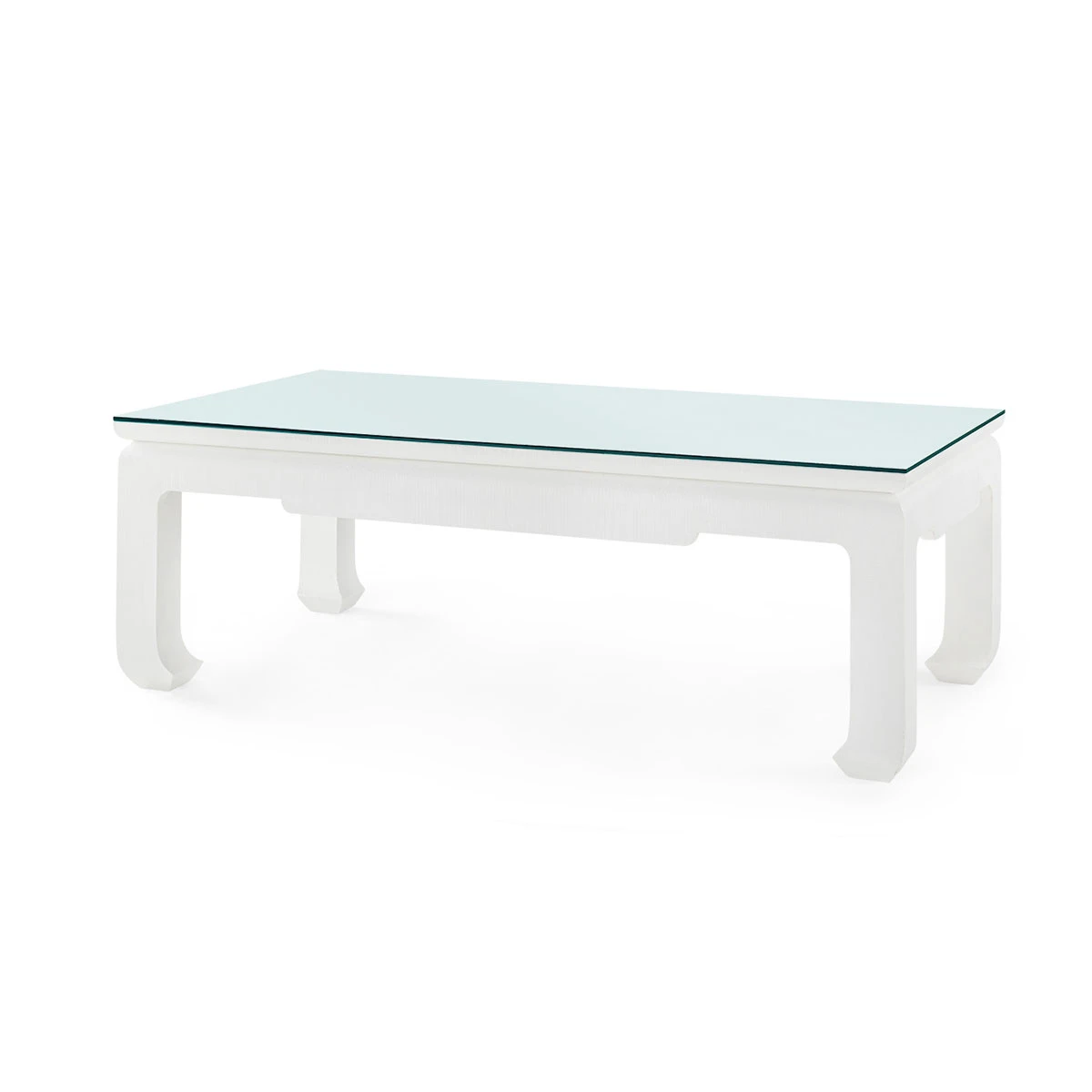 Bethany Large Rectangular Coffee Table with Glass Top, Vanilla