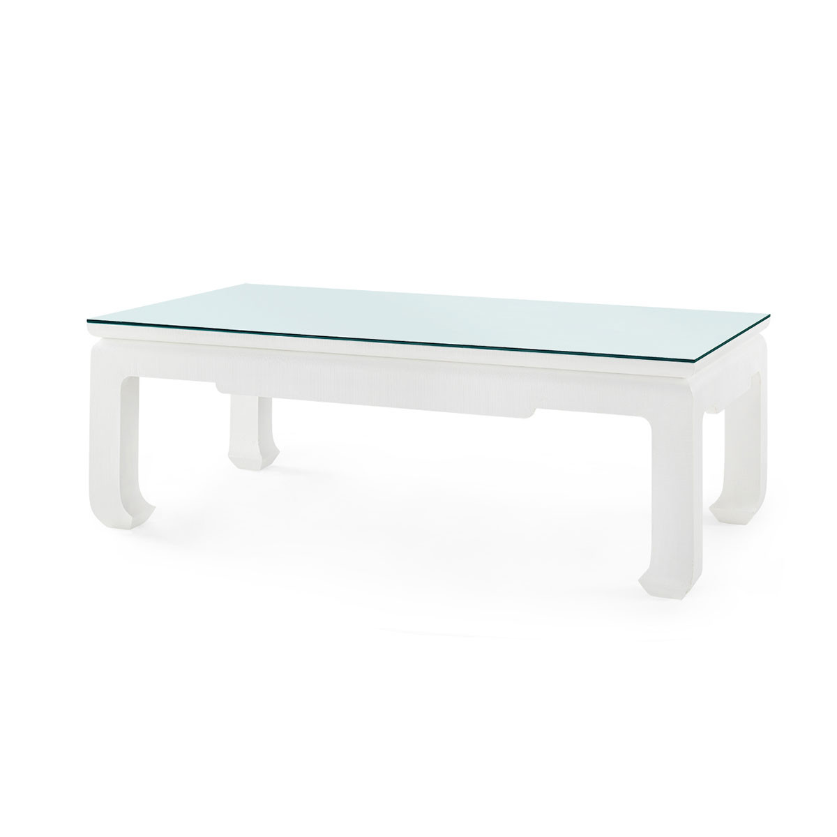Bethany Large Rectangular Coffee Table with Glass Top, Vanilla