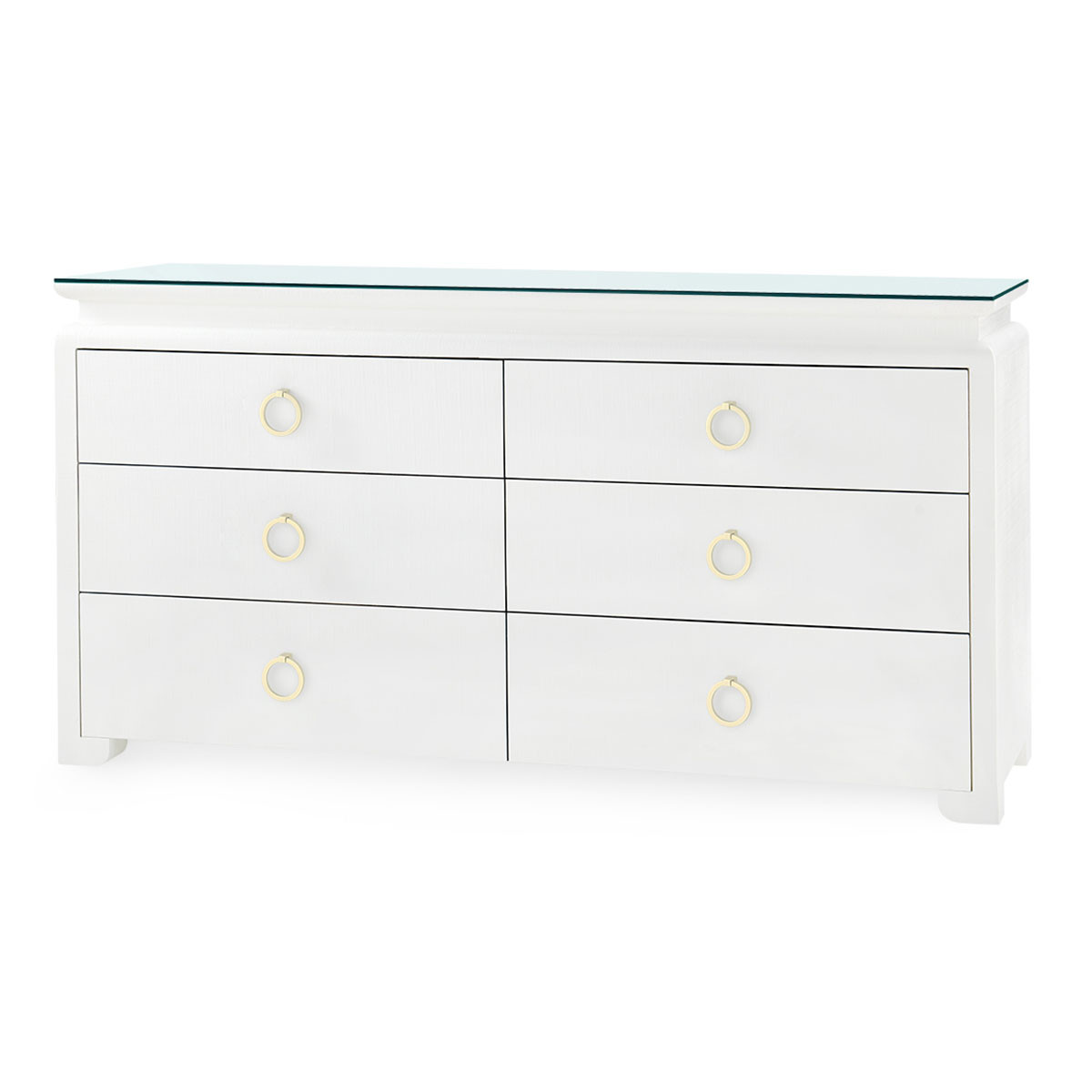 Elina Extra Large 6-Drawer with Glass Top, Vanilla