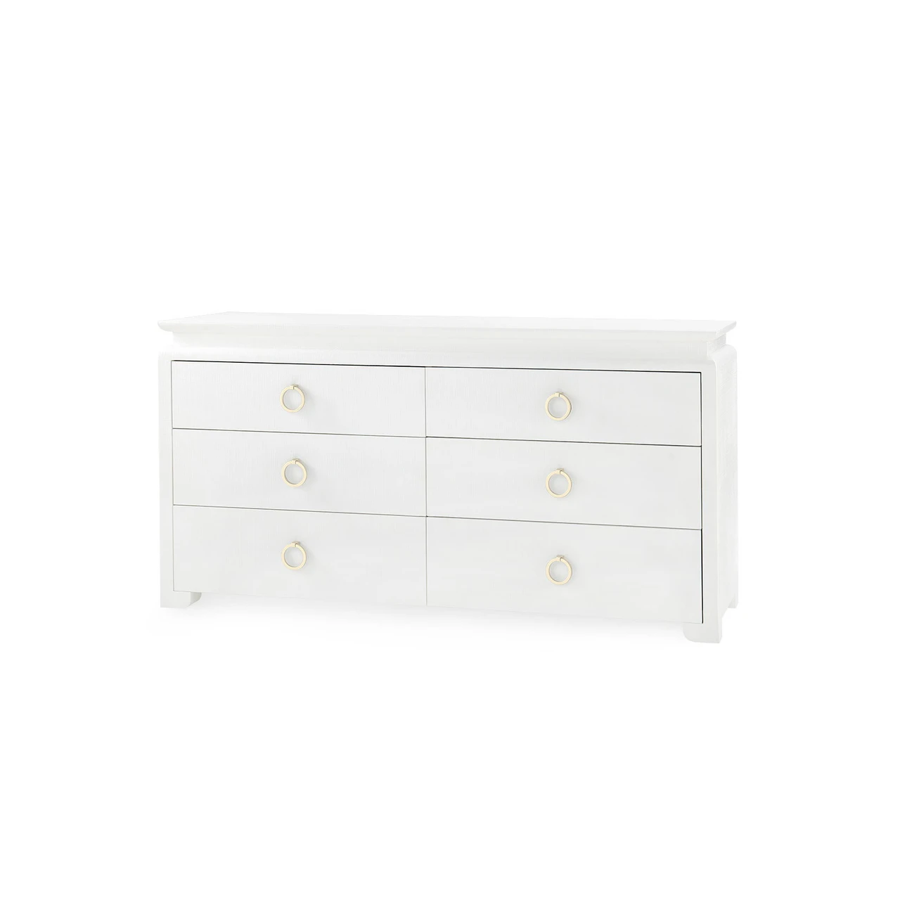 Elina Extra Large 6-Drawer with Glass Top, Vanilla
