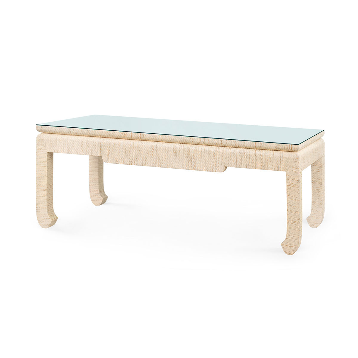 Bethany Coffee Table with Glass Top, Natural Twill