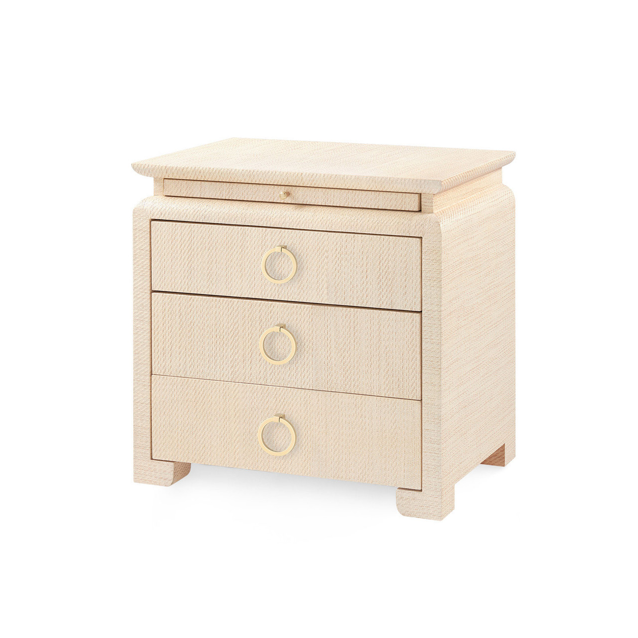 Elina 3-Drawer Side Table with Glass Top, Natural Twill