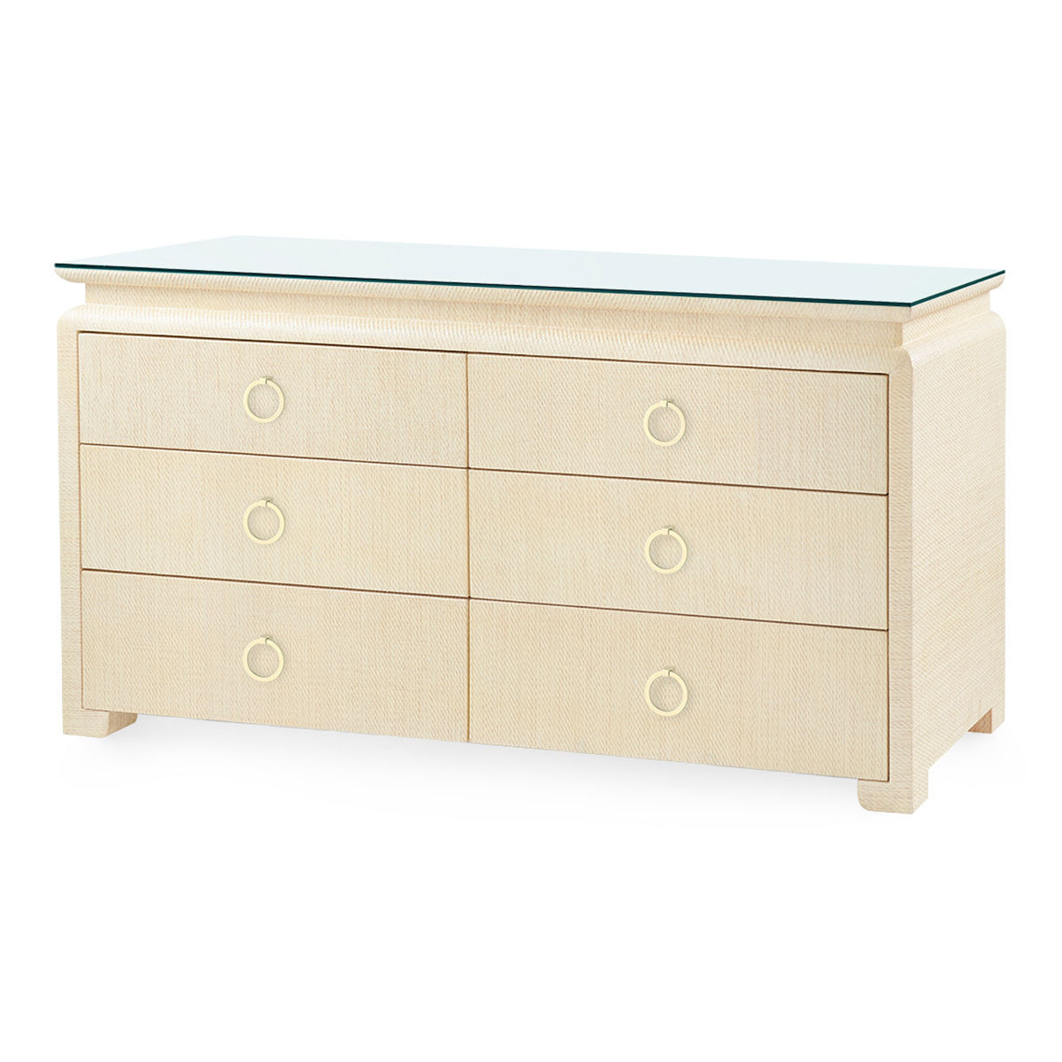 Elina Extra Large 6-Drawer with Glass Top, Natural Twill