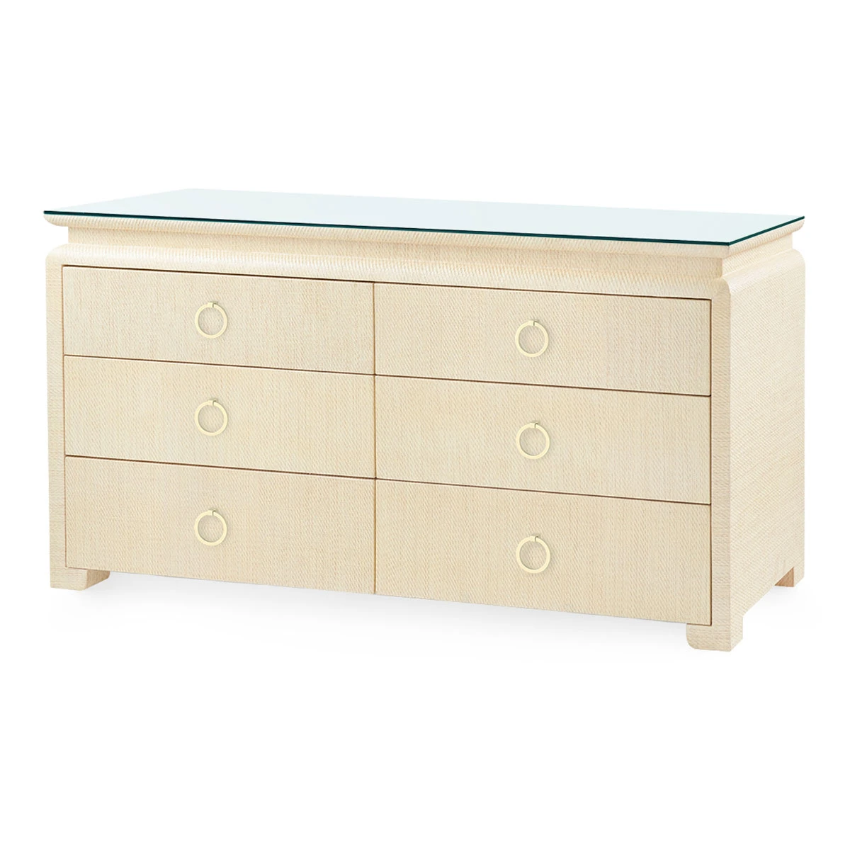 Elina Extra Large 6-Drawer with Glass Top, Natural Twill