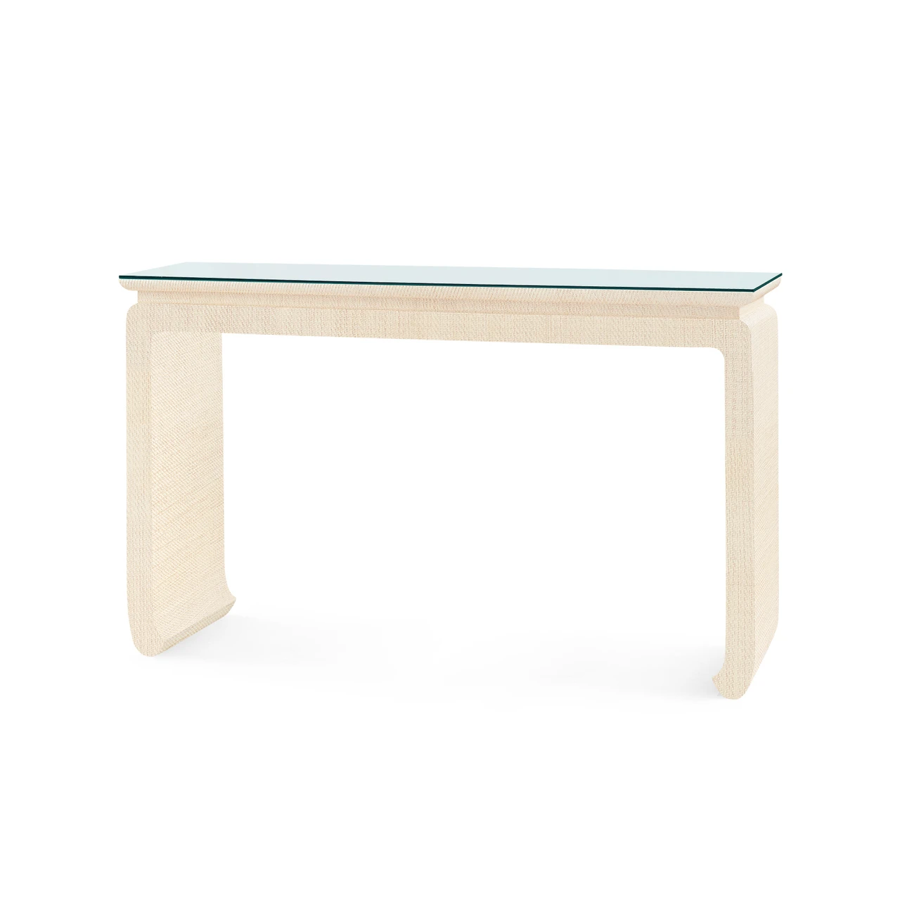 Elina Console with Glass Top, Natural Twill