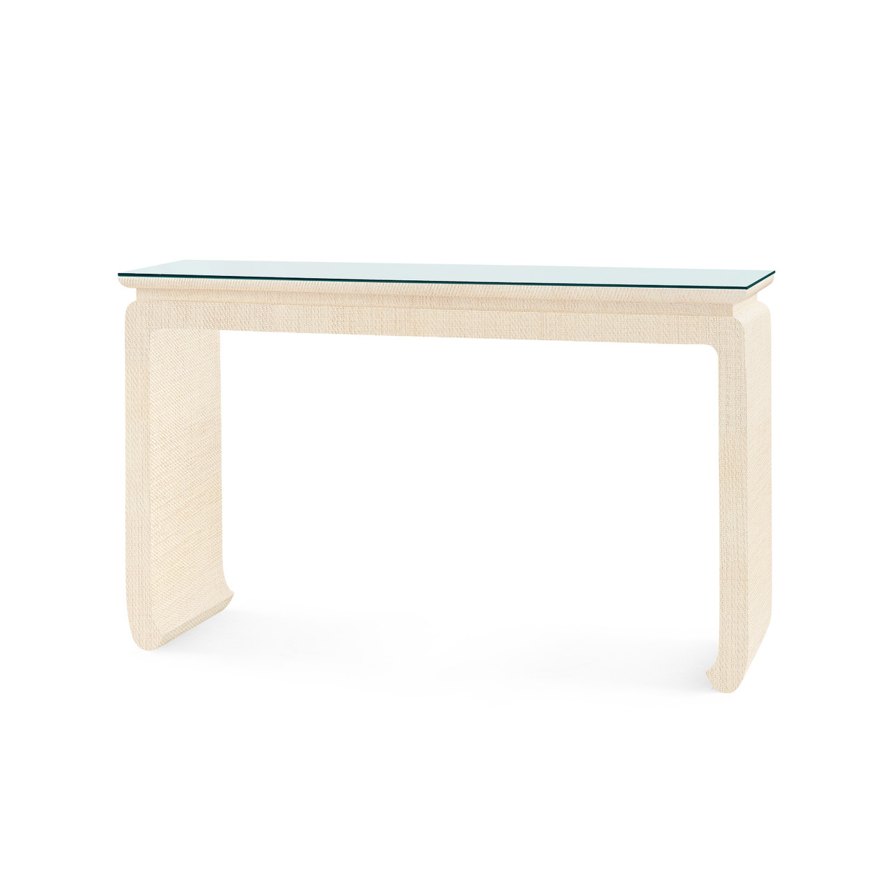 Elina Console with Glass Top, Natural Twill
