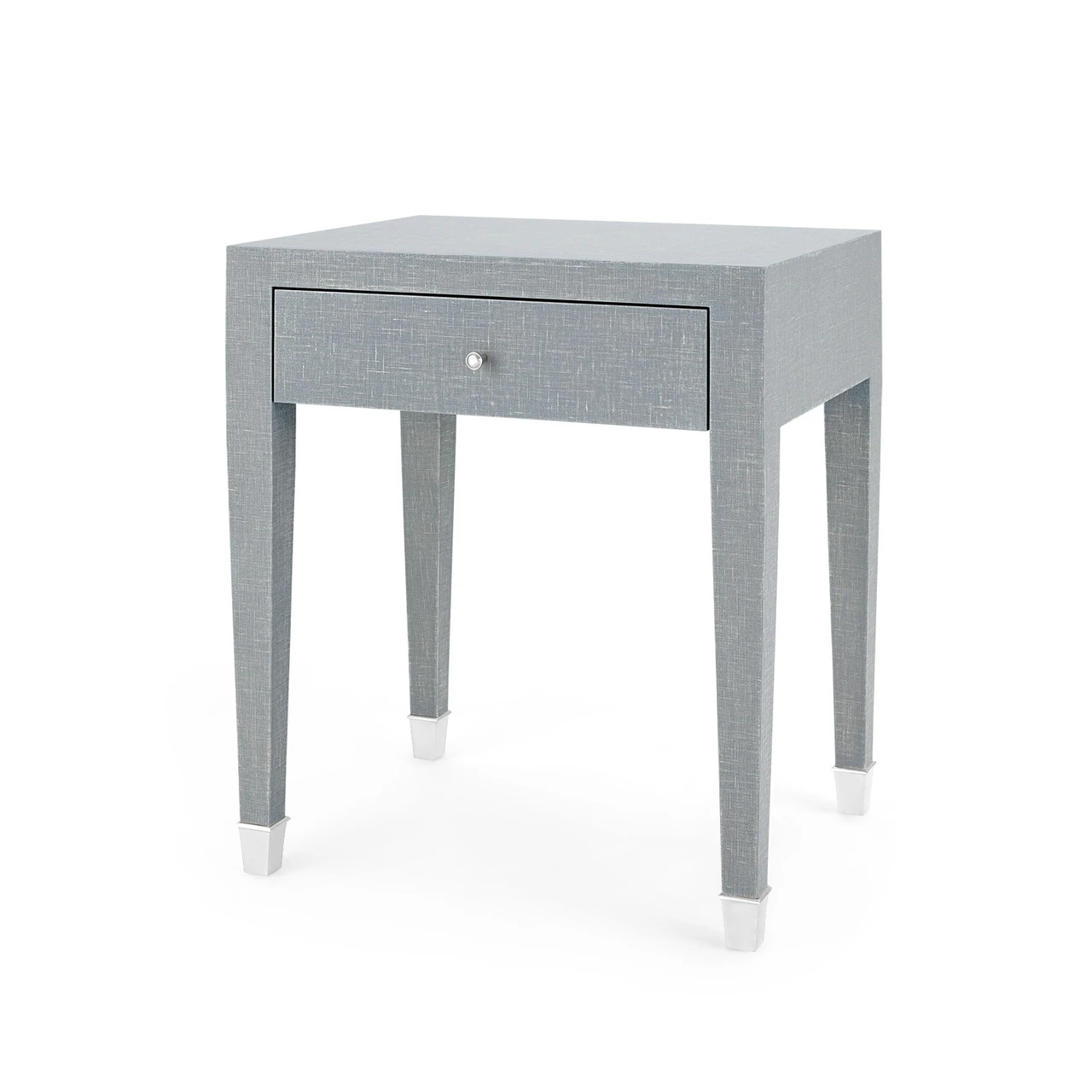 Claudette 1-Drawer Side Table with Glass Top, Washed Winter Gray