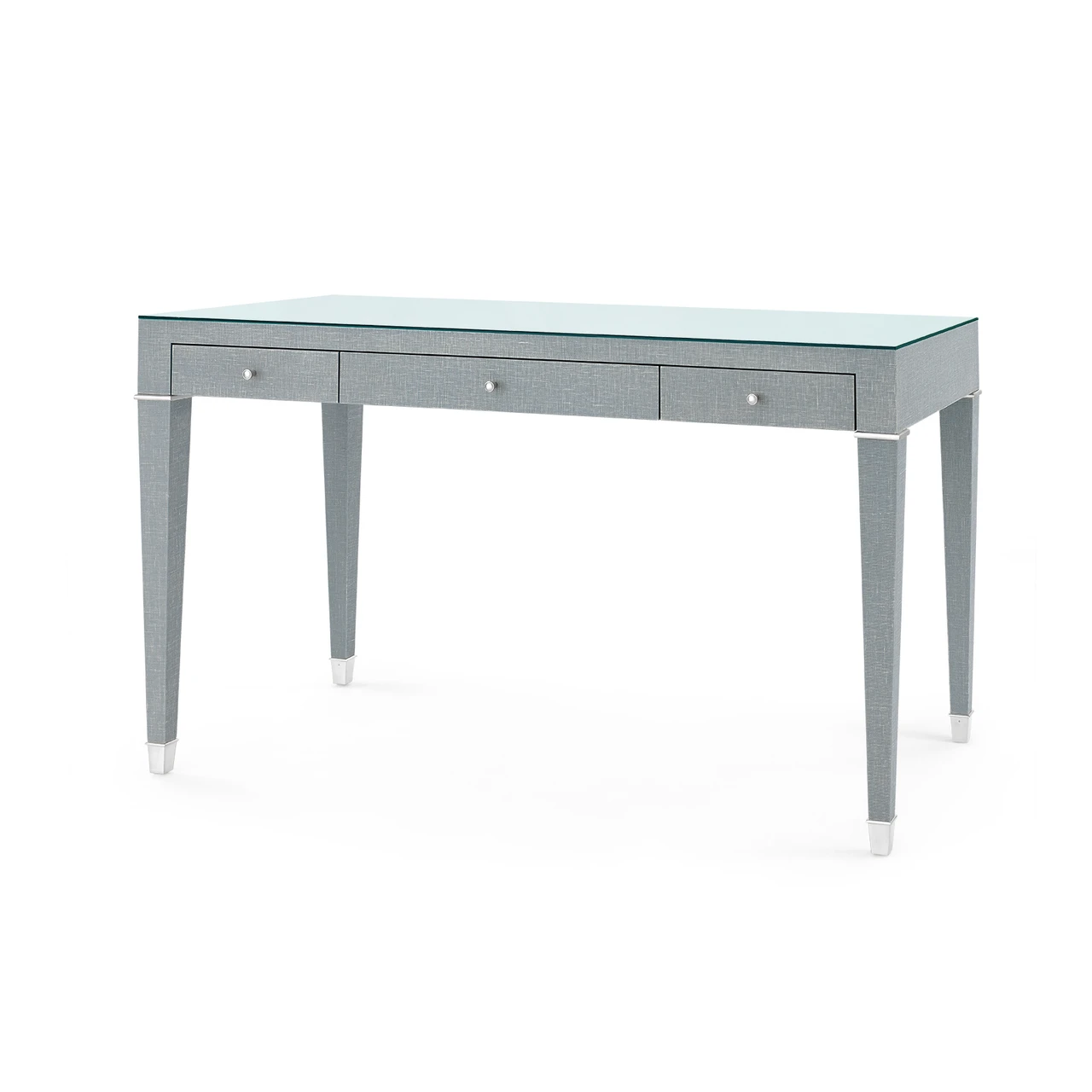 Claudette Desk with Glass Top, Washed Winter Gray