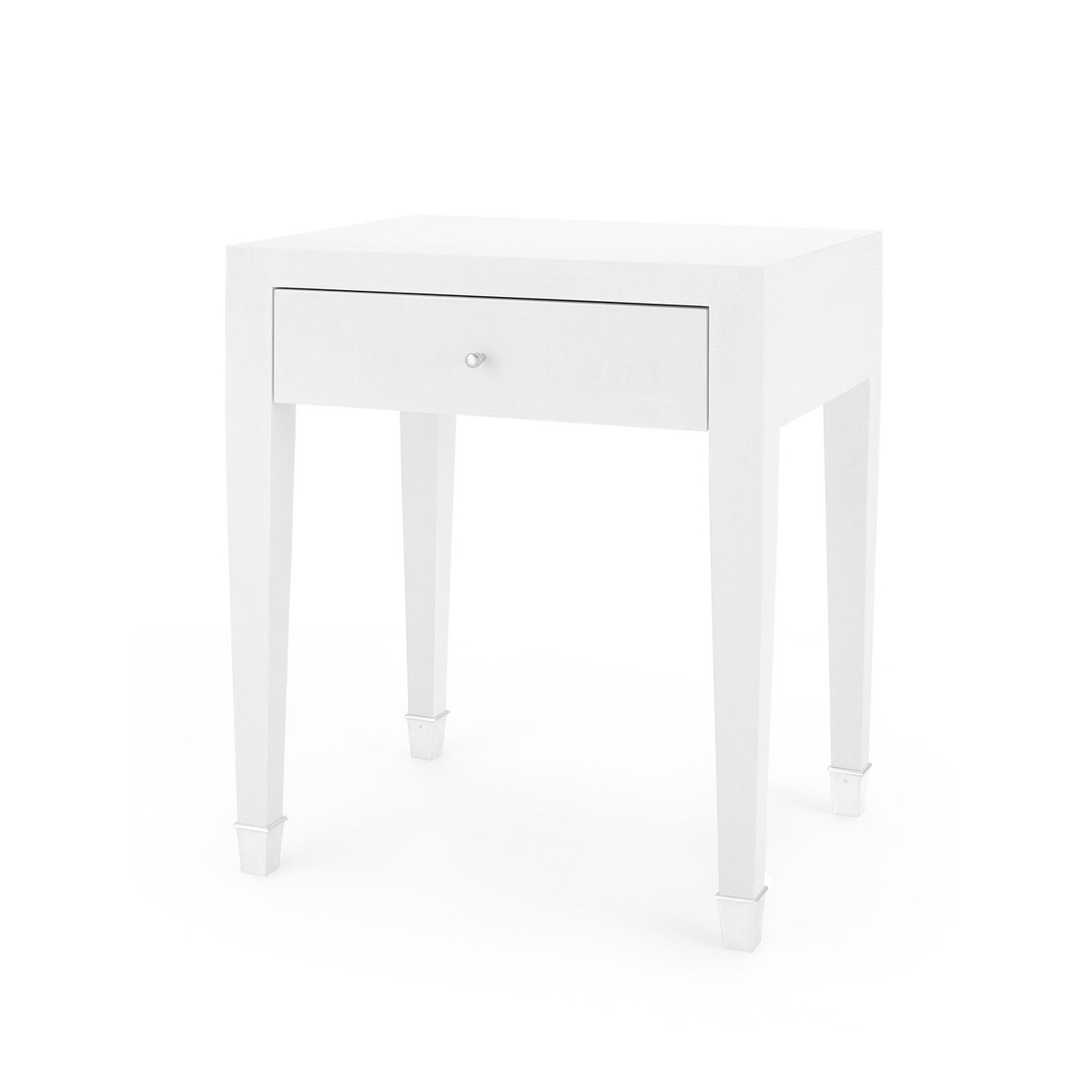 Claudette 1-Drawer Side Table with Glass Top, Cream