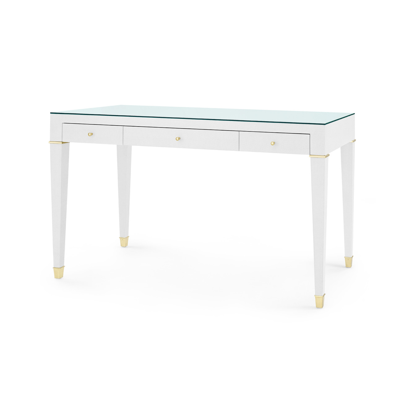 Claudette Desk with Glass Top, Cream