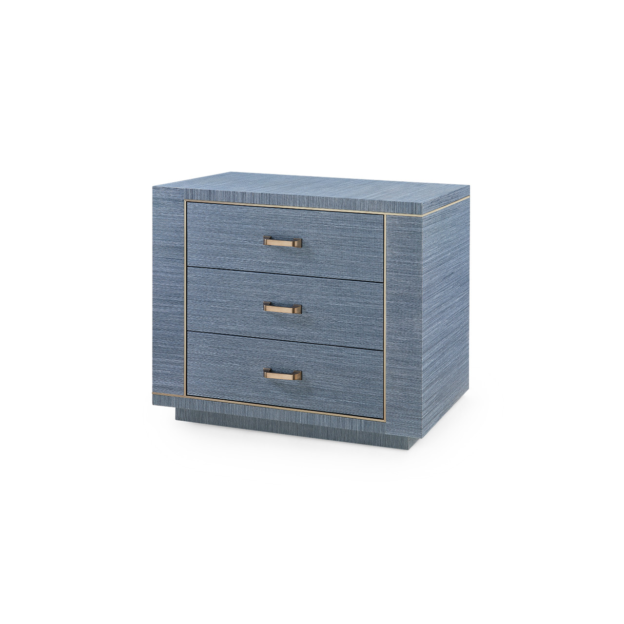 Ethan 3-Drawer Side Table with Glass Top, Navy Blue