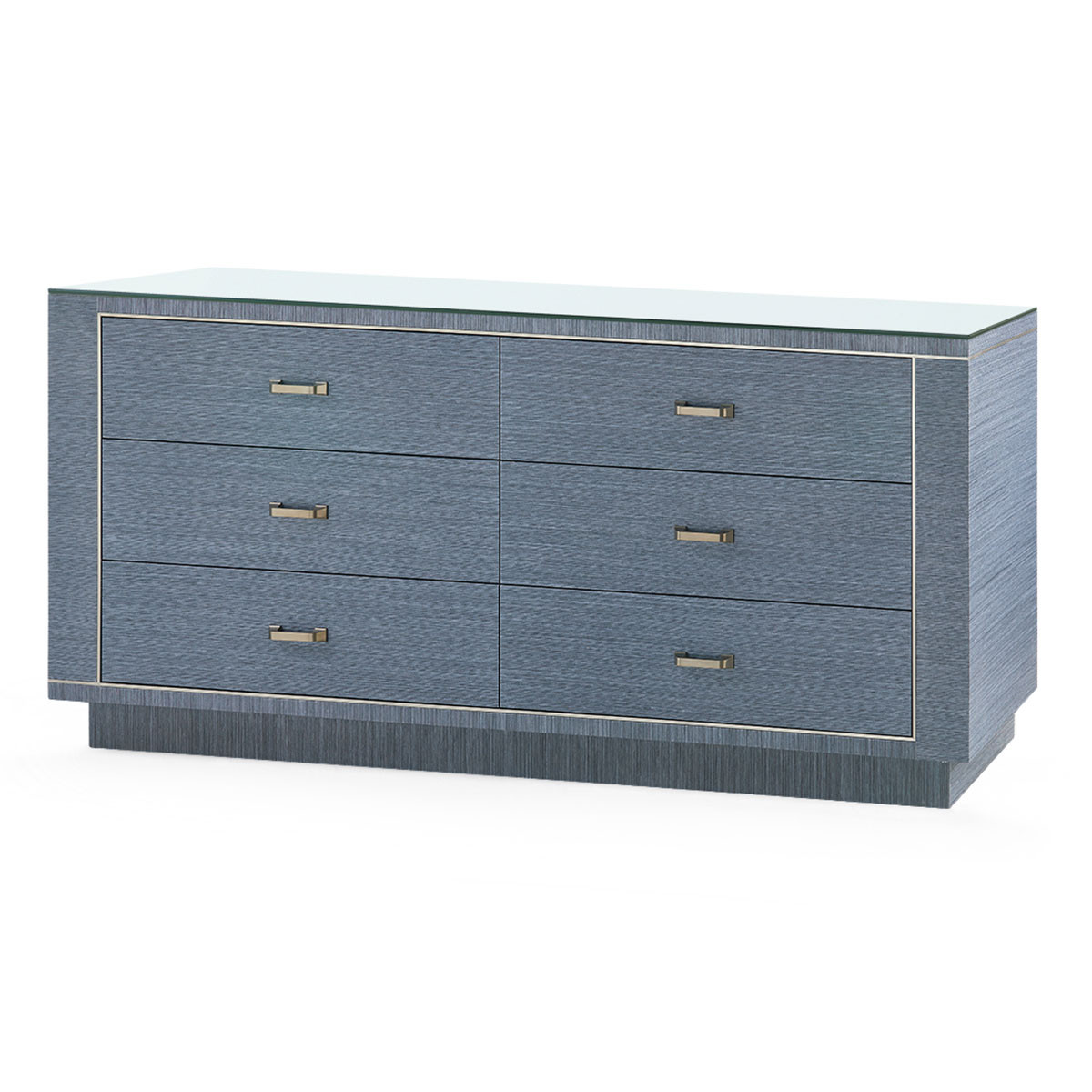 Ethan 6-Drawer with Glass Top, Navy Blue