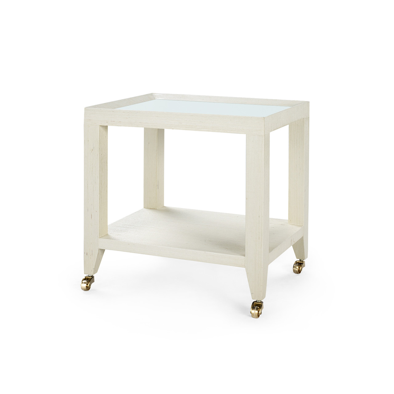 Isadora Tea Table with Glass Top, Canvas Cream