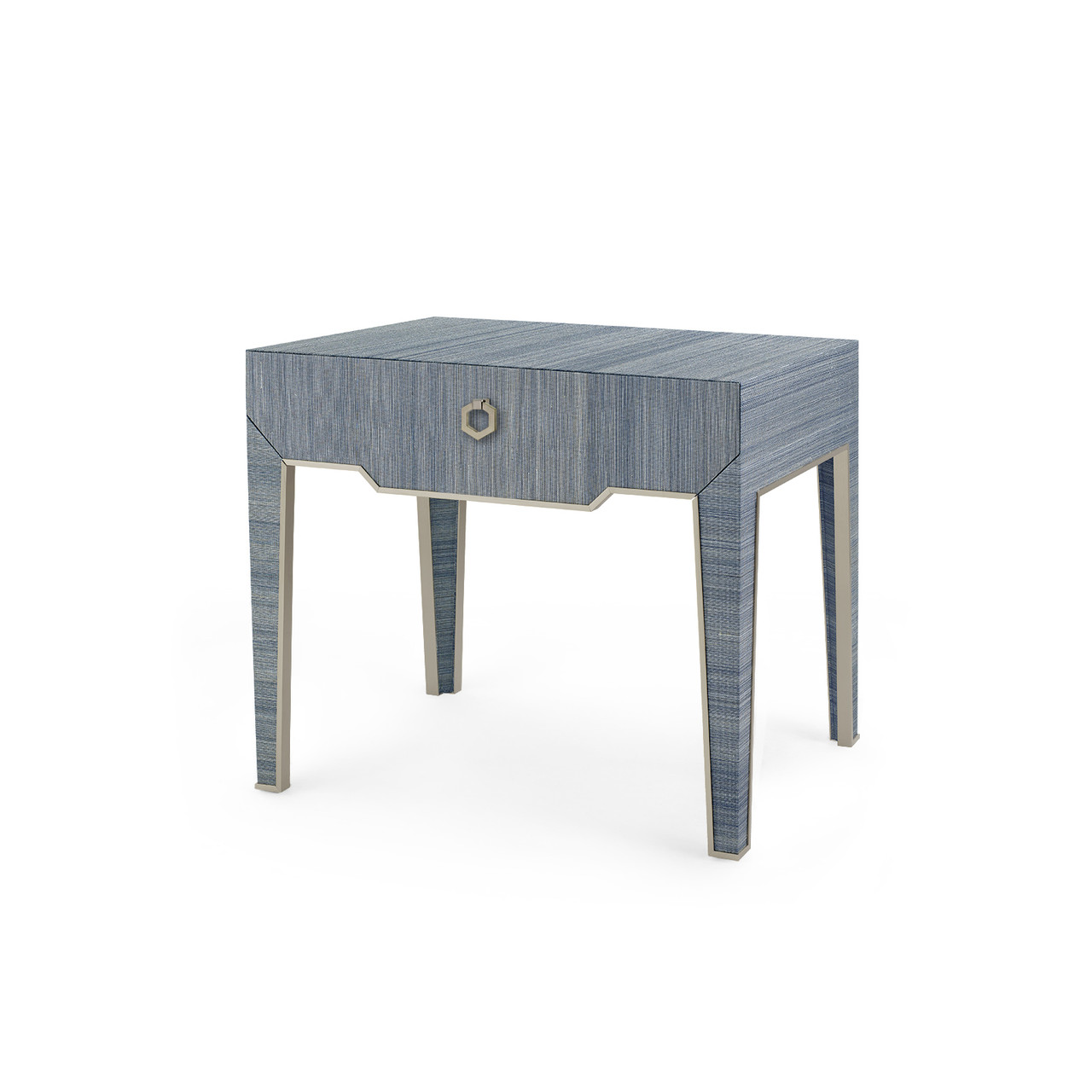 Madeline 1-Drawer Side Table with Glass Top, Colonial Blue