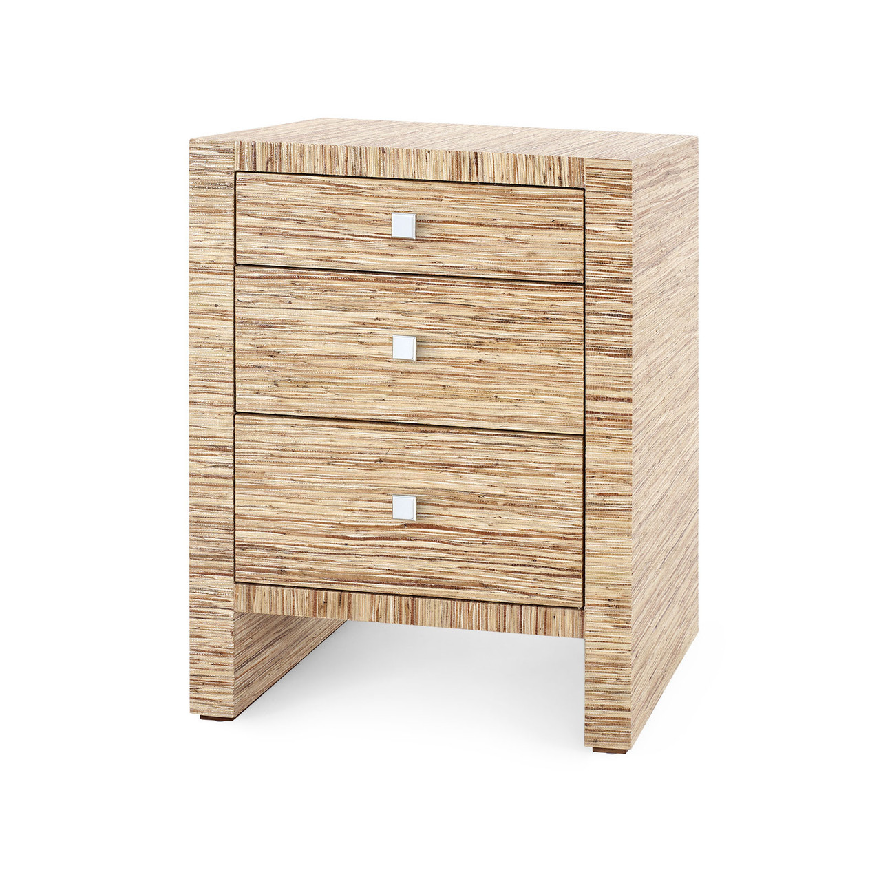 Morgan 3-Drawer Side Table with Glass Top, Papyrus