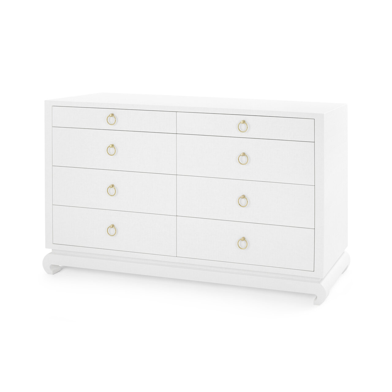 Ming Extra Large 8-Drawer with Glass Top, Chiffon White