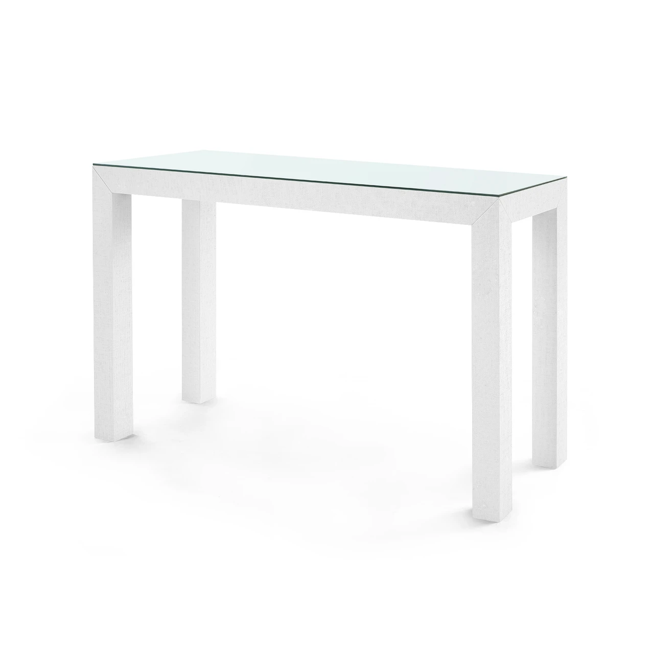 Parsons Console Table with Glass Top, Chiffon White