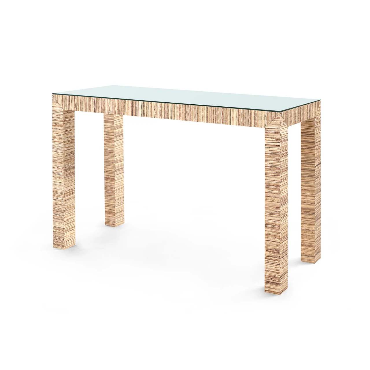 Parsons Console Table with Glass Top, Papyrus