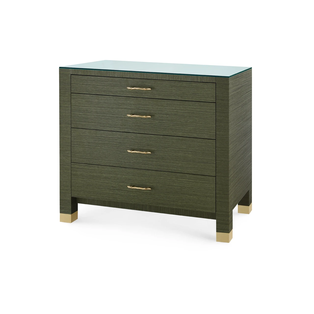 Camden Large 4-Drawer with Glass Top, Deep Olive