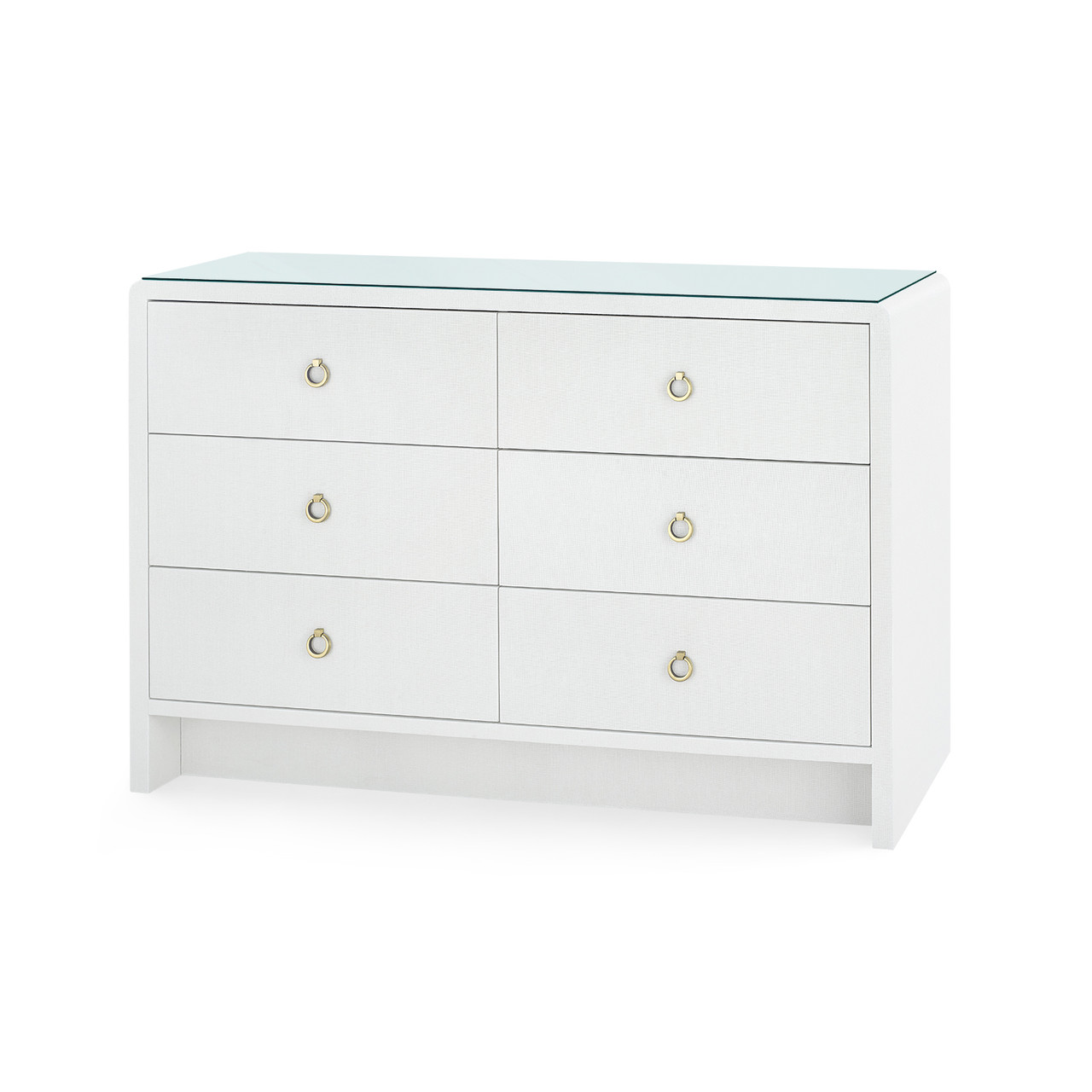 Bryant Linen Extra Large 6-Drawer with Glass Top, Chiffon White