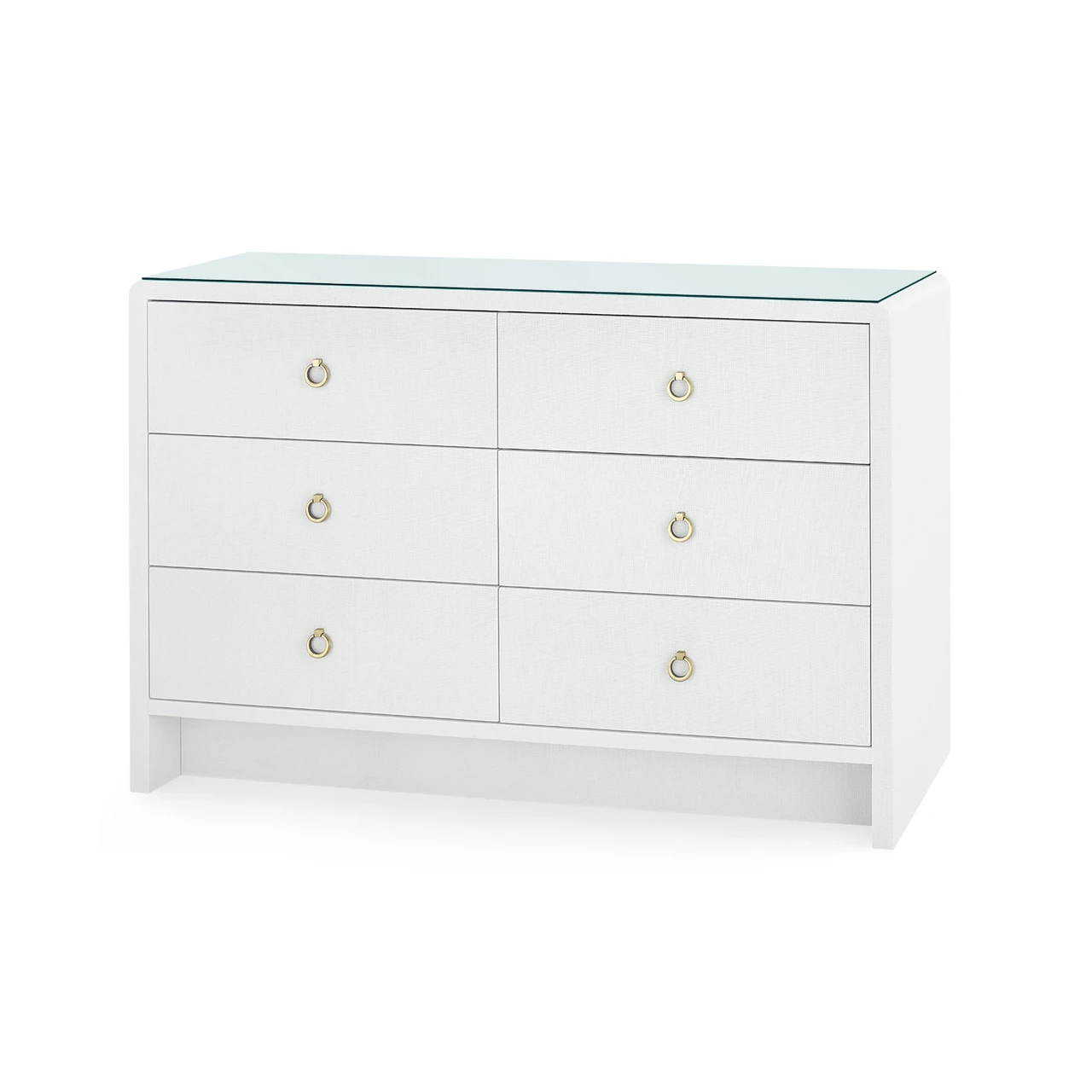 Bryant Linen Extra Large 6-Drawer with Glass Top, Chiffon White