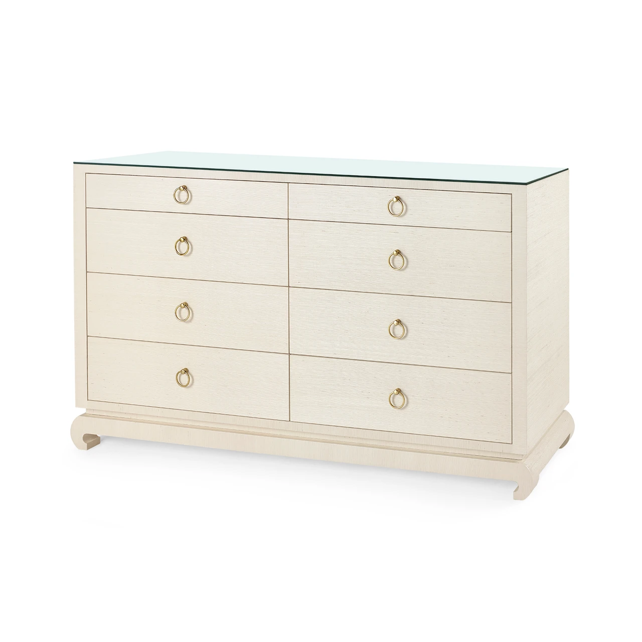 Ming Extra Large 8-Drawer with Glass Top, Canvas Cream