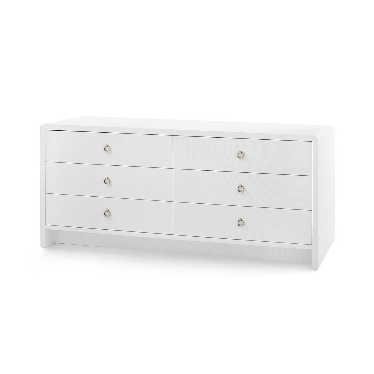 Bryant Linen Extra Wide Large 6-Drawer with Glass Top, Chiffon White