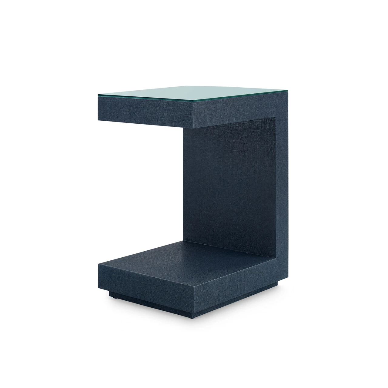 Essential Side Table with Glass Top, Blue Steel