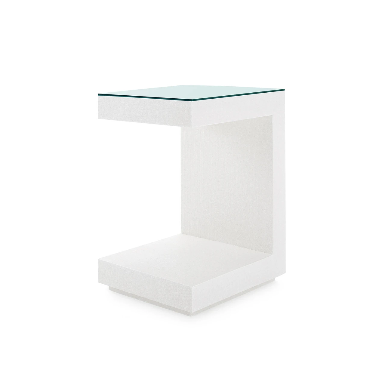 Essential Side Table with Glass Top, Chiffon White