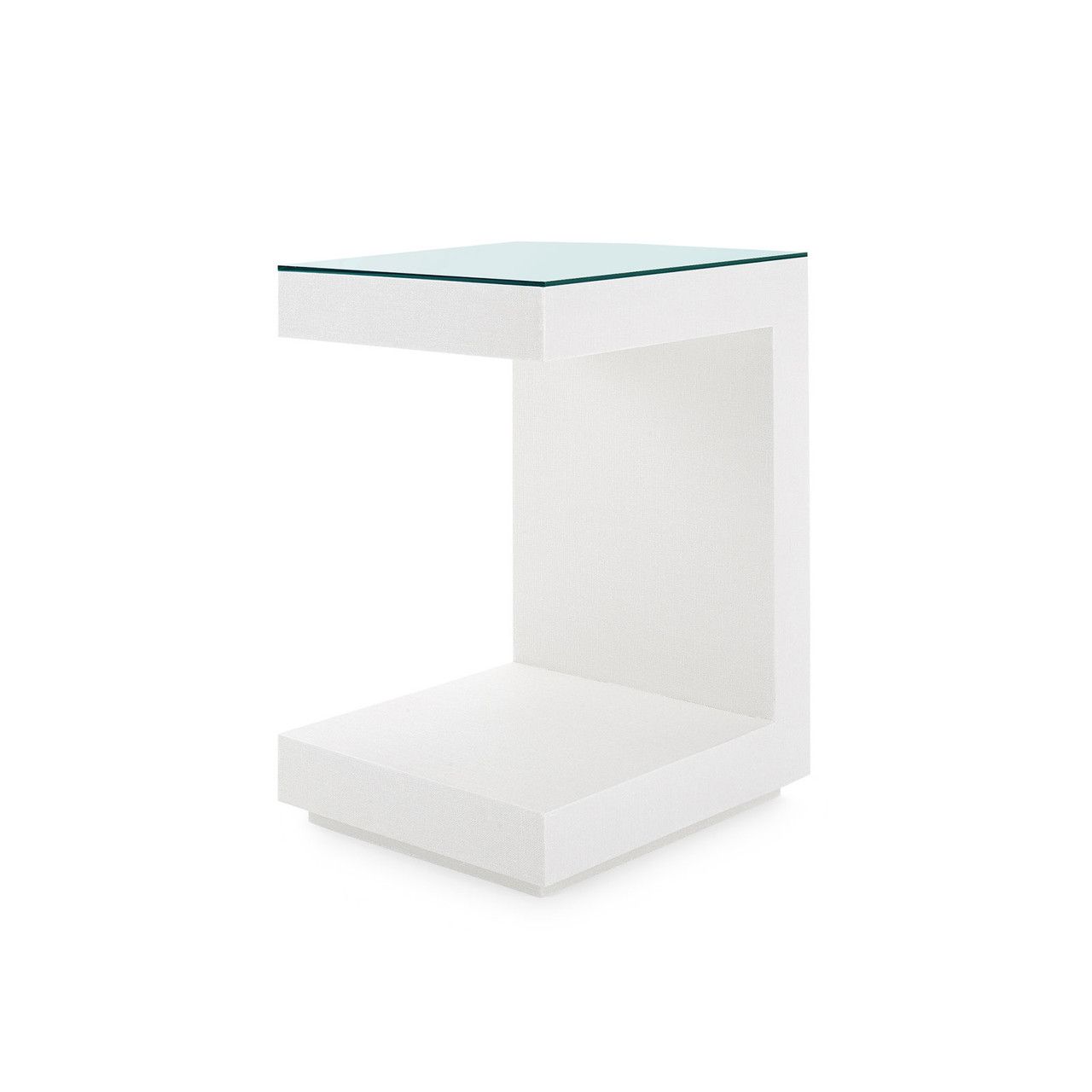 Essential Side Table with Glass Top, Chiffon White