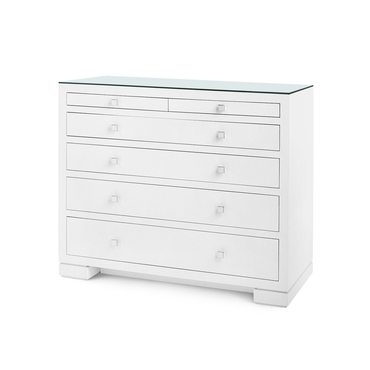 Frances 6-Drawer with Glass Top, Chiffon White