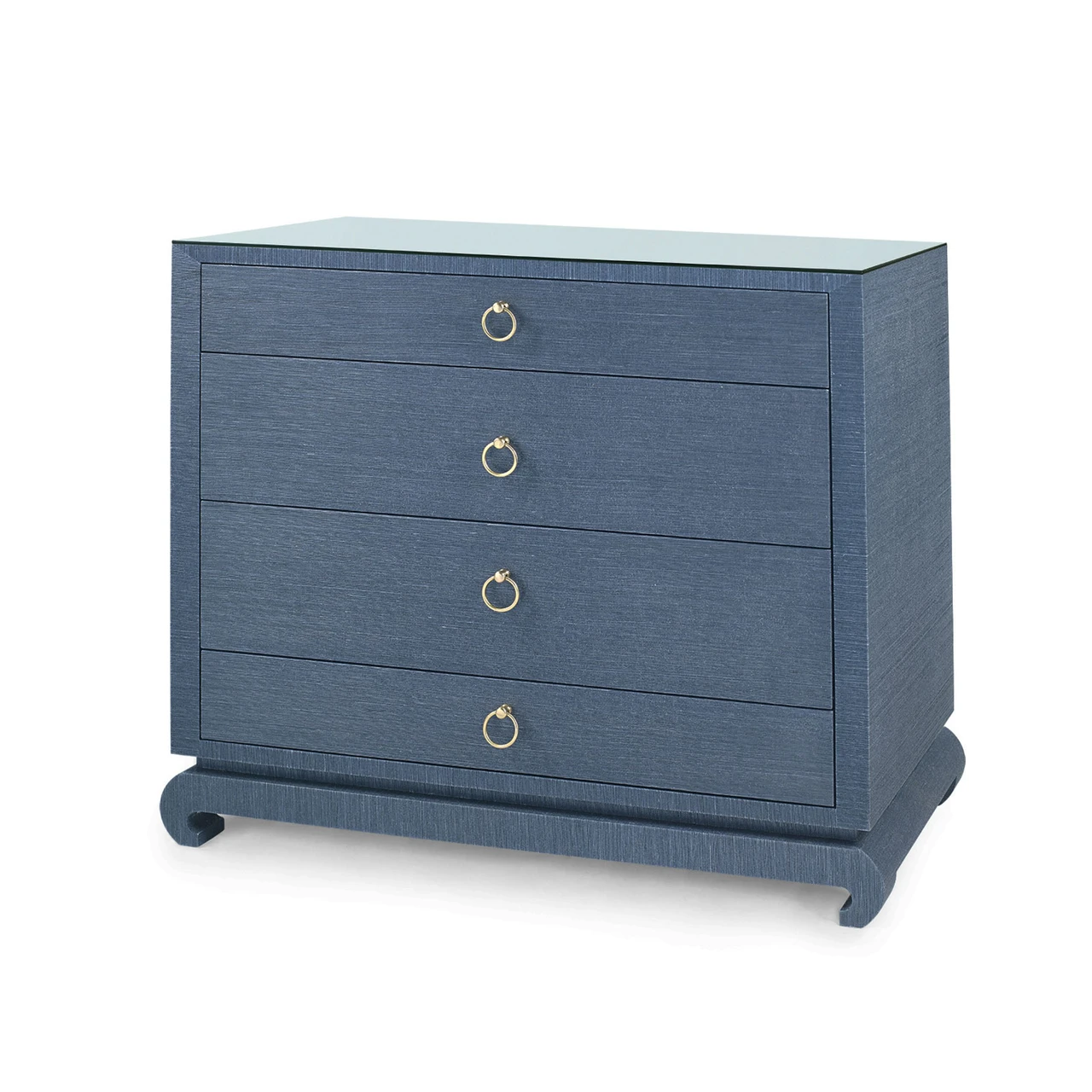 Ming Large 4-Drawer with Glass Top, Navy Blue