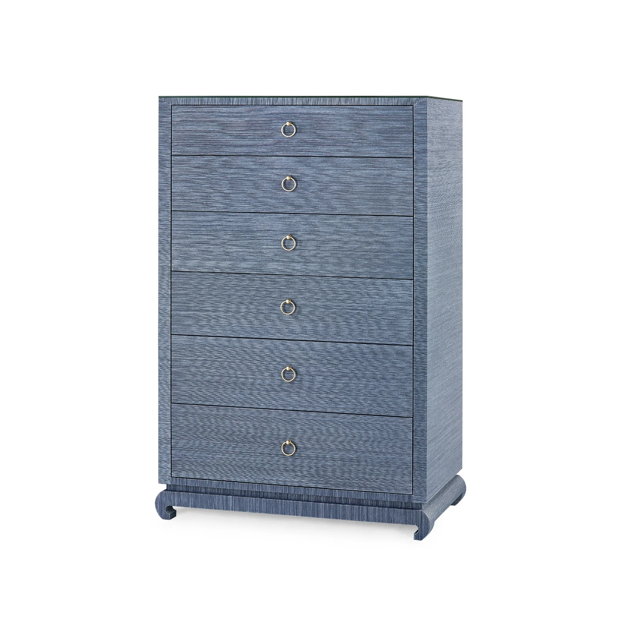 Ming Tall 6-Drawer with Glass Top, Navy Blue