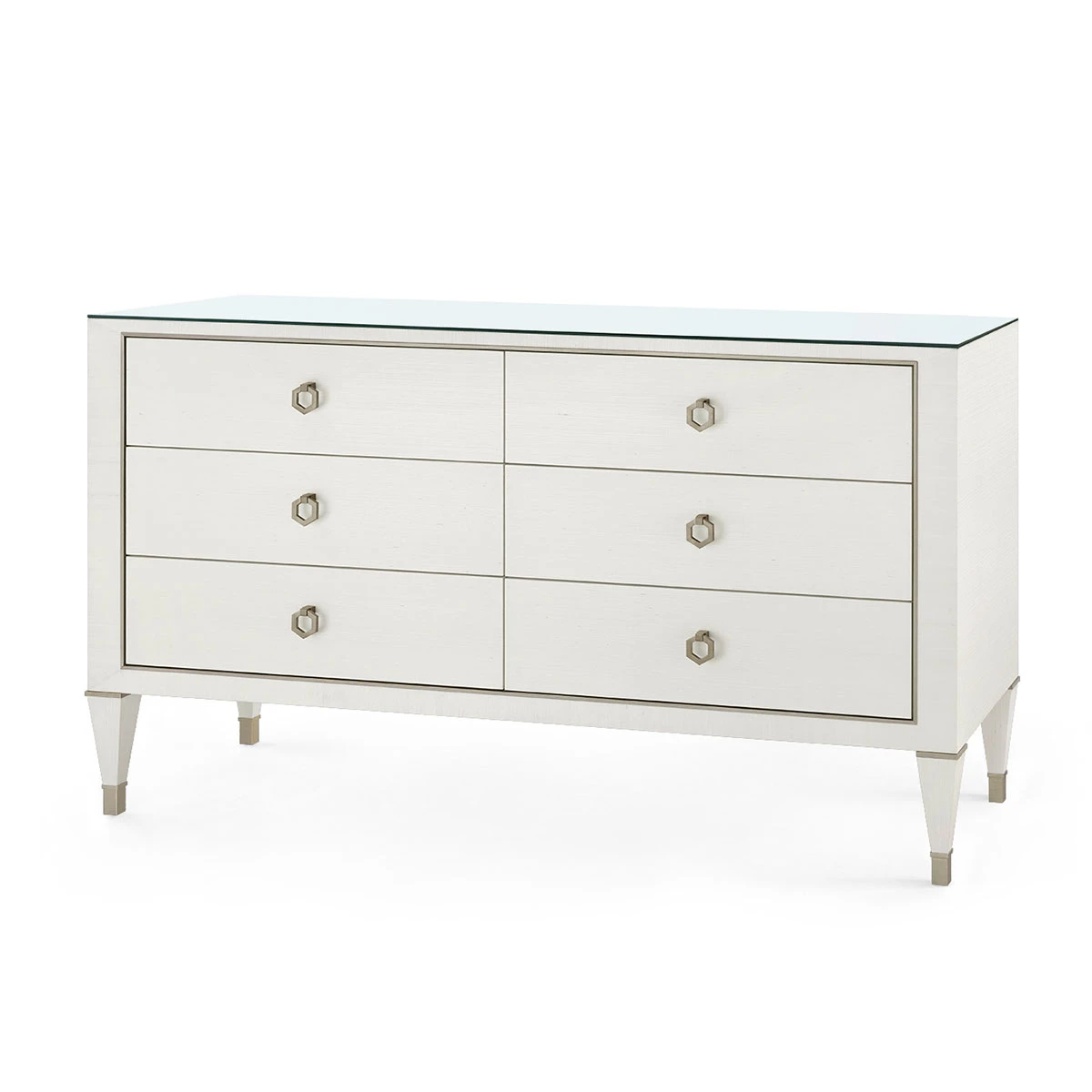 Morris Extra Large 6-Drawer with Glass Top, Sand White